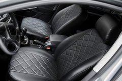 Чехлы на сиденья Volkswagen Polo Sedan 2019- (зад. сид. 60/40) экокожа, Ромб /черные 90646 Seintex