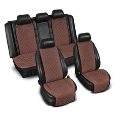Накидки на сидіння "Еко-замша" широкі (комплект) без лого, колір коричневий